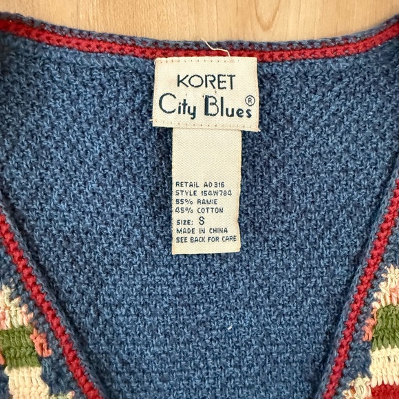 Vintage Koret Blue Knit Vest boho/cottage core vest - Picture 4 of 9